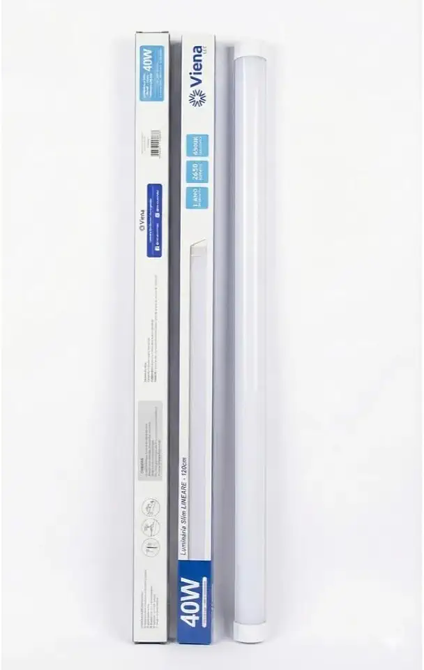 Lâmpada LED Calha 40W 120cm Branco Frio Bivolt Iluminação de Sobrepor sem Reator para Residências e Comércios