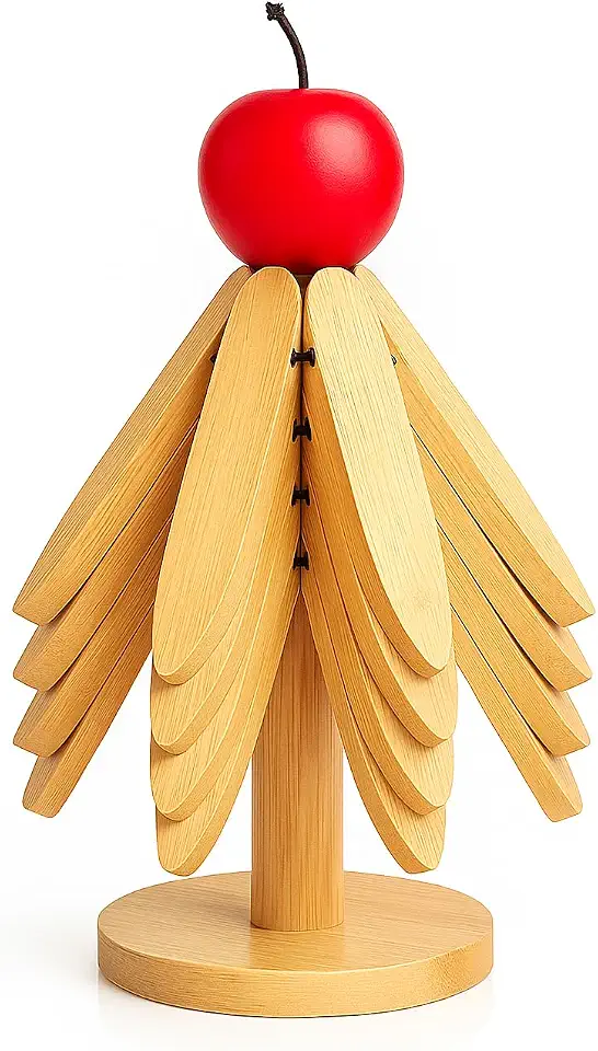 Descanso de Panela Bambu - Kit com 5 Peças Decorativas, Resistente ao Calor e Ideal para Cozinha | Travessas, Xicaras 20cm