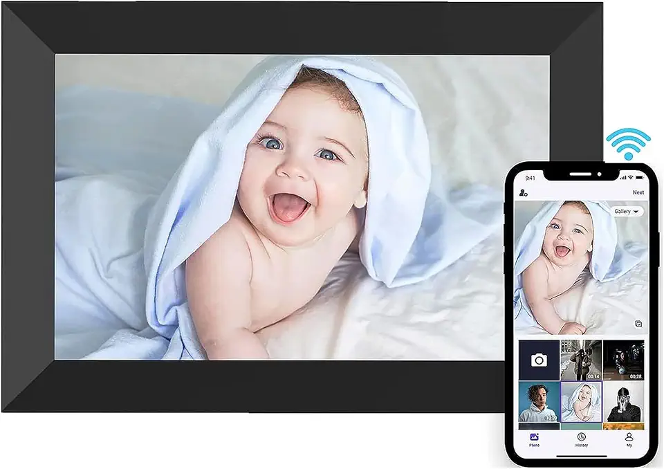 Moldura Digital de 10,1 Polegadas, Porta Retrato Digital de Nuvem Smart WiFi, Tela de Toque Tela IPS de 1280x800, 32 GB de Memória, Rotação Automática, Compartilhe Fotos e Vídeos via Aplicativo