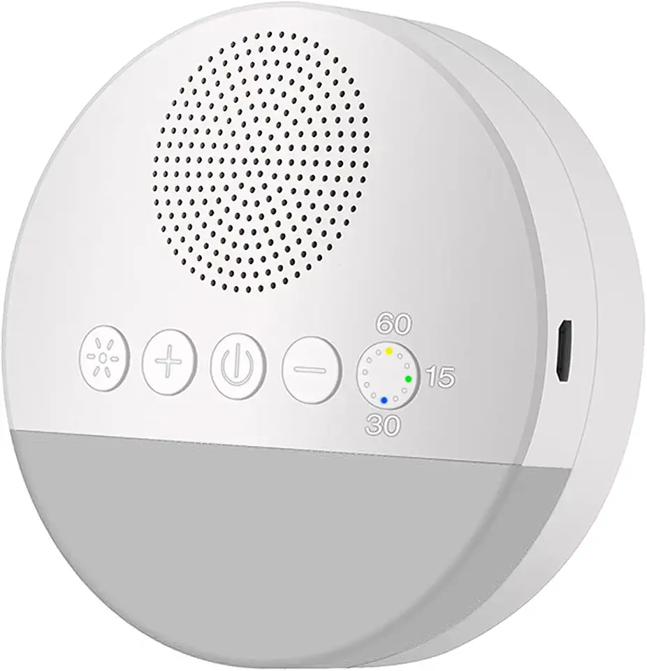 White Noise Sleep Machine Built-in 6 Som suave Luz de respiração suave 15/30/60 Sincronização inteligente para pessoas de todas as idades