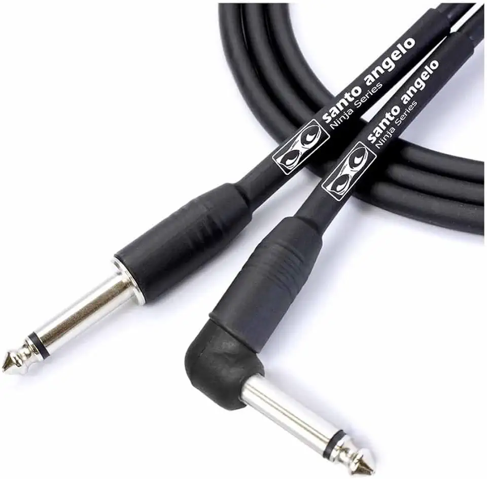 CABO DE GUITARRA NINJA L CABLE 0,20 MM CONECTOR P10/P10 90° 10FT 3,05 METRO PRETO - SANTO ANGELO