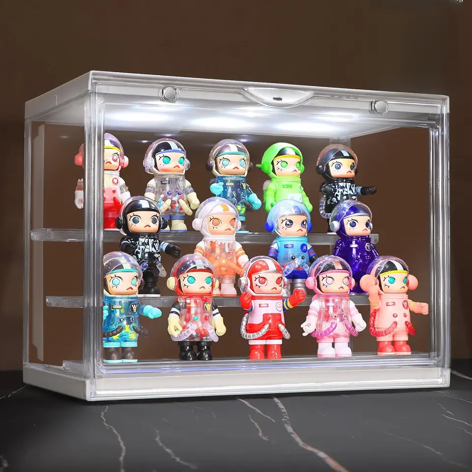 Vitrine De Acrílico Transparente Para Miniaturas E Funko Pop - Com Iluminação Led, À Prova Poeira, Prateleiras Removíveis, Vitrines Empilháveis, Mini Brinquedos Colecionáveis