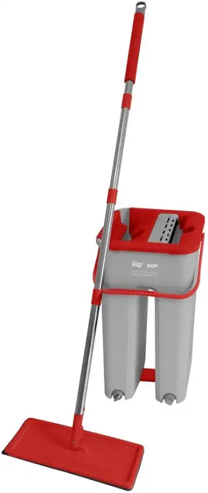 WAP Vassoura MOP com Balde MOP DUPLO COMPACTO Multiuso, Lava e Seca, com Refil de Microfibra, 8 Litros