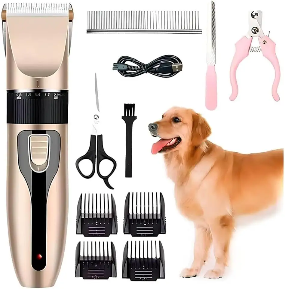 Máquina De Tosa Pets sem fio para Cachorros Gatos com Lâminas Precisas e com Altura Ajustável - Maquininha Profissional de Tosar e Recarregável Bivolt 110V/220V Acompanha Acessórios - Premium
