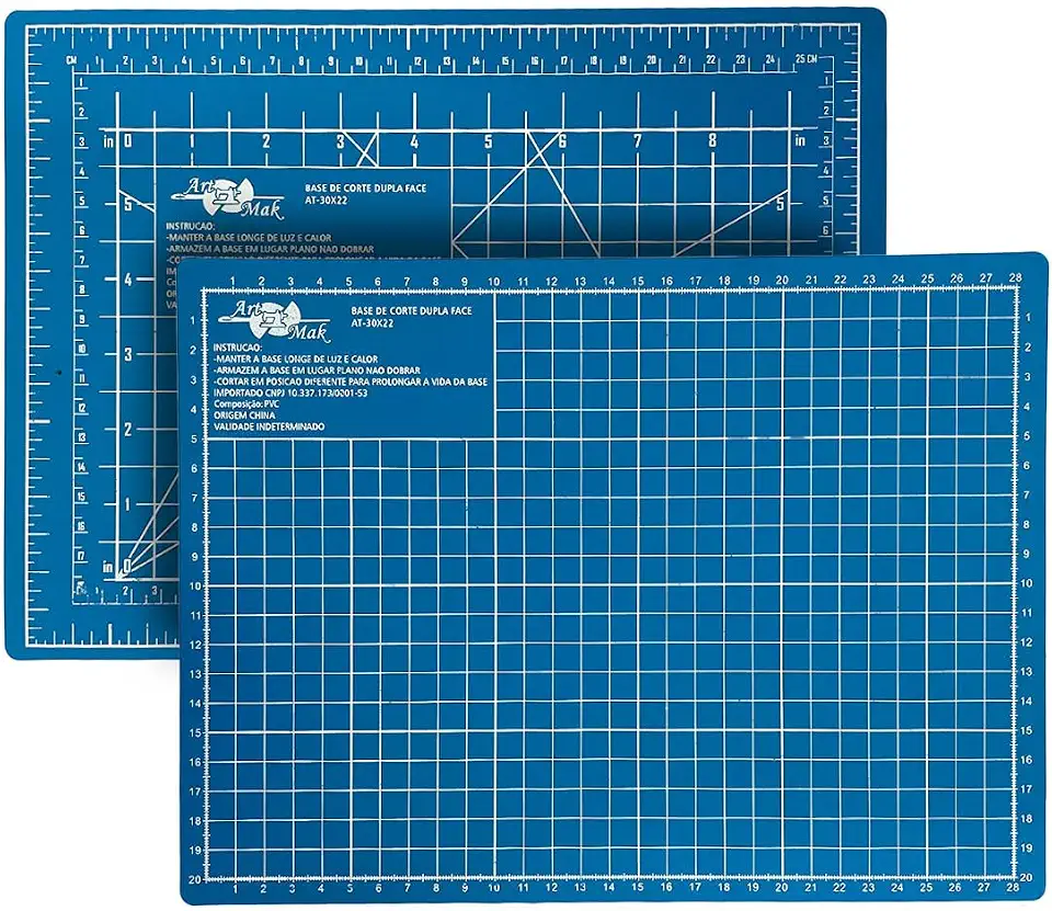 Base de Corte A4 30x22 cm Mesa de Apoio Placa para Corte Costura Patchwork Artesanato (Azul)