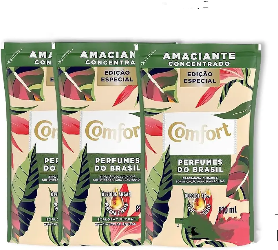 Comfort Amaciante Concentrado Perfumes do Brasil, Edição Especial, Óleo de Argan, 810ml, kit com 3
