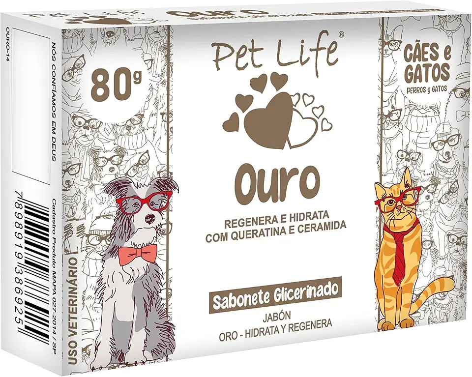 Sabonete Ouro Pet Life Cães e Gatos 80 g