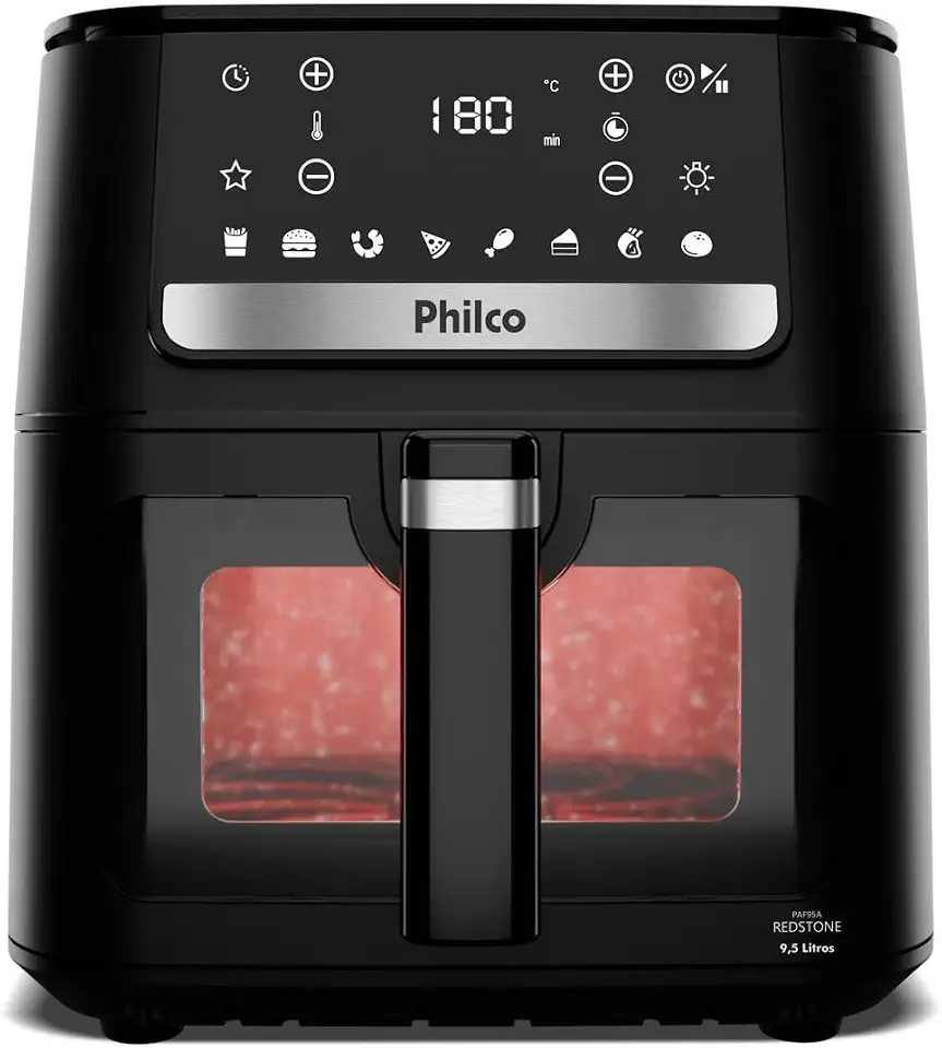 Air Fryer Philco 9,5L Visor Glass Redstone 1800W PAF95A 127V