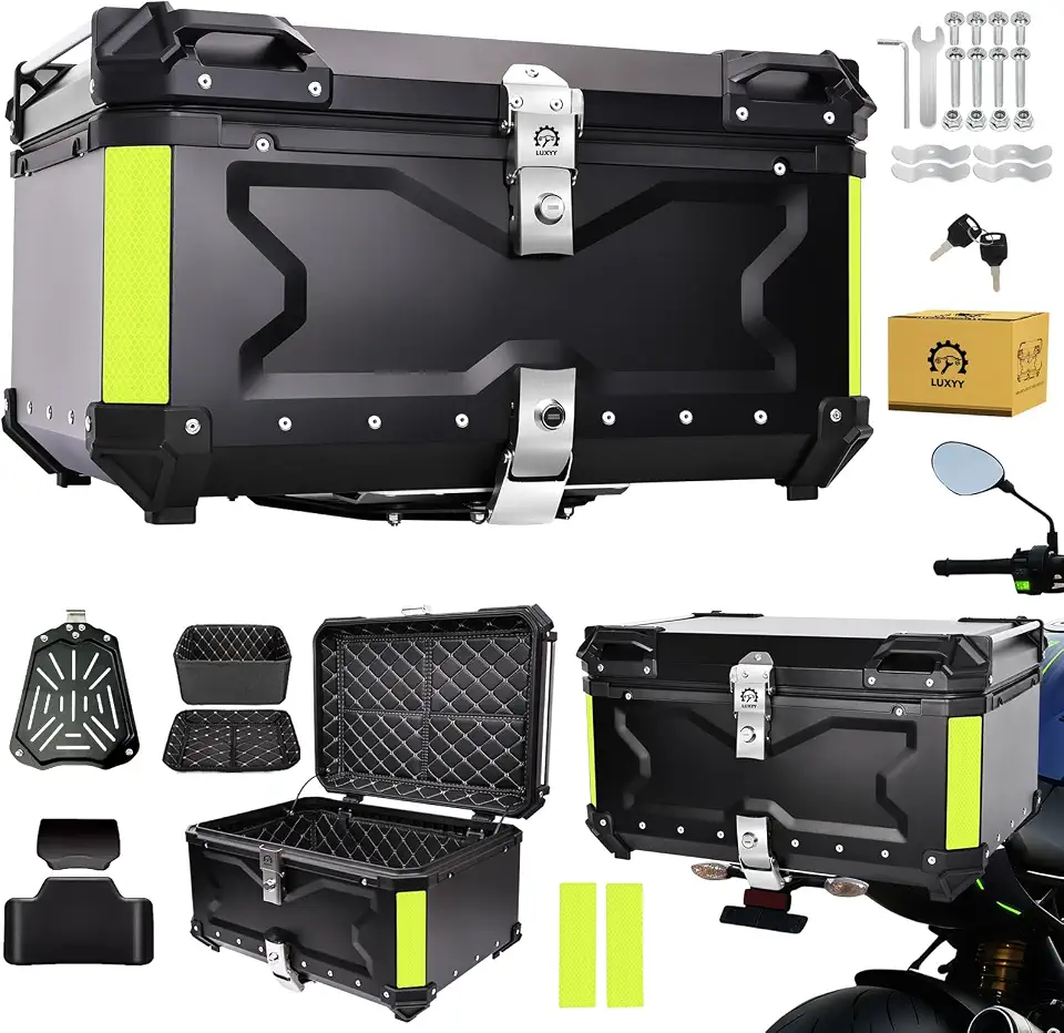 Bau para Moto de Alumínio 65 Litros- Baú Moto Bauleto Modelo Universal, Alto Volume Impermeável, trava dupla para proteção contra roubo, Preto