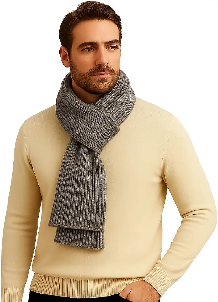 Cachecol Masculino de Lã Tricô Estilo e Proteção Outono Inverno