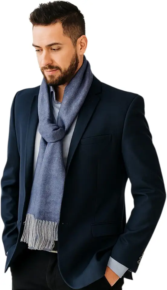 Cachecol Masculino Fino Toque Macio Inverno Quente Elegante 35 x 190 Outono Inverno