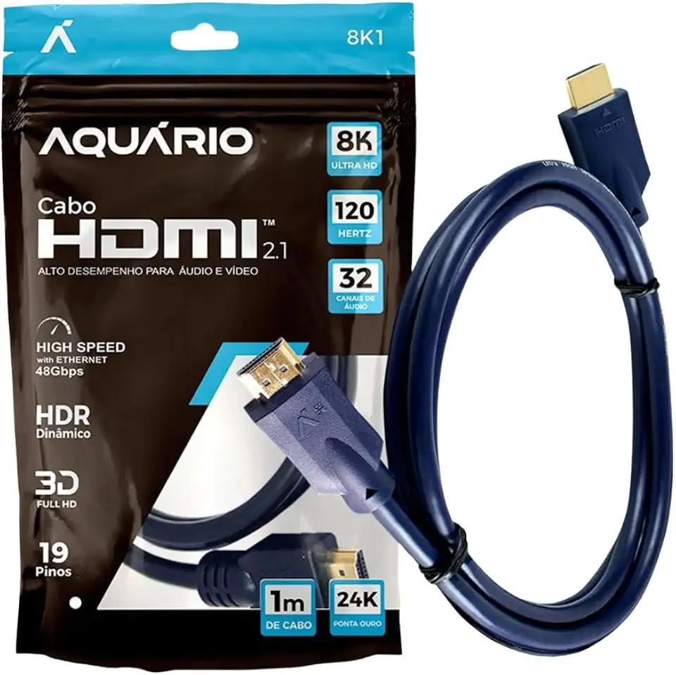 CABO HDMI 2.1 8K 3D 19 PINOS - 1 METRO