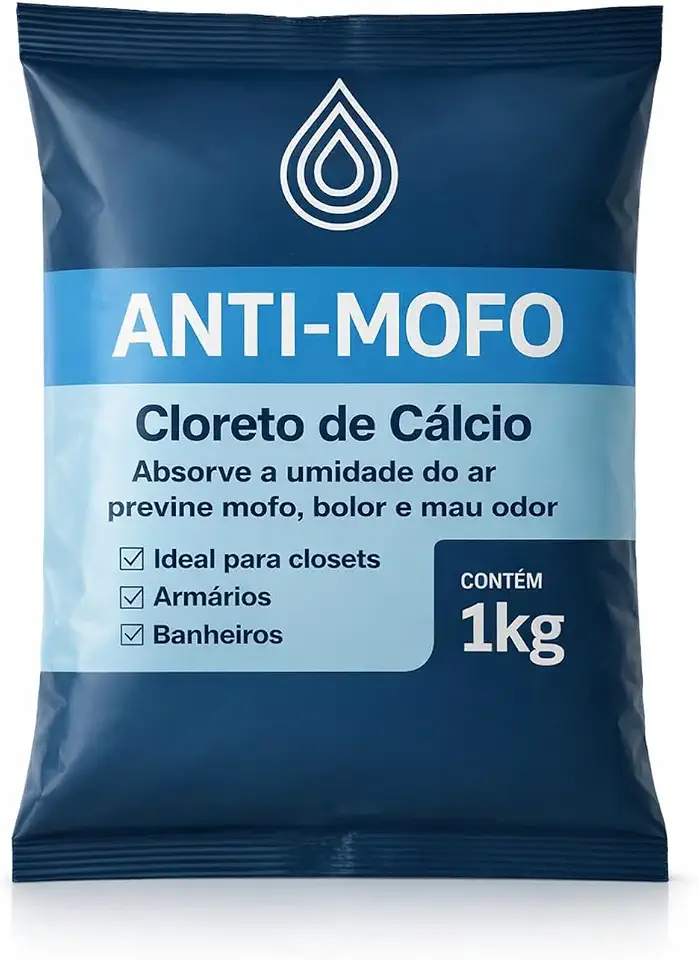 Anti-Mofo Absorvedor de Umidade com Cloreto de Cálcio Ideal para Closets Armários Banheiros Ambientes Fechados Linha Super Premium Rápida Eficácia (Embalagem pode sofrer alterações e vir transparente)