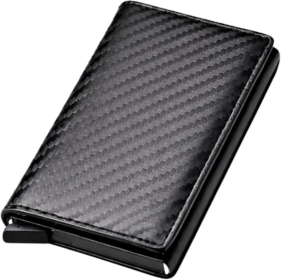 Carteira Slim Premium com Bloqueio RFID, Fibra de Carbono, Porta Cartões Masculina Feminina, Anti Furto, Capacidade 6 Cartões