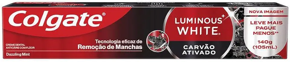 Colgate Luminous White Creme Dental Clareador Carvão Ativado 140g