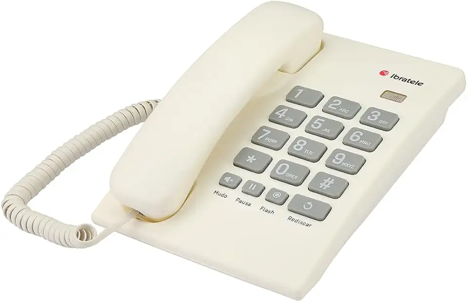 Aparelho Telefônico com Botões Grandes, Modelo Mesa, Cor Branco, Ibratele.