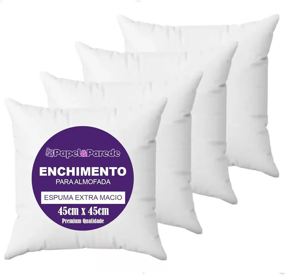 Kit 4 Refil Enchimentos para Almofadas Espuma Ultramacio 45x45cm - Conforto e Maciez para Sala e Quarto