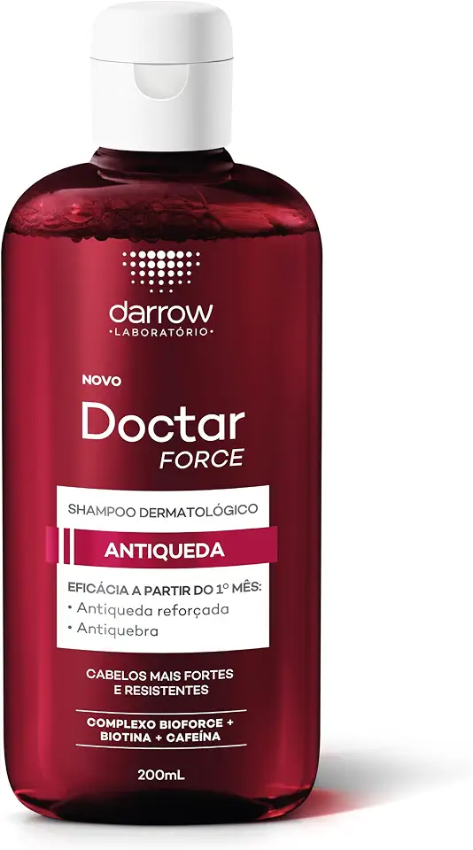 Darrow Doctar Force Shampoo Dermatológico Antiqueda com Complexo Bioforce, Biotina e Cafeína para Cabelos Mais Fortes e resistentes. Eficácia a partir do 1° mês: antiqueda reforçada e antiquebra, 200ml