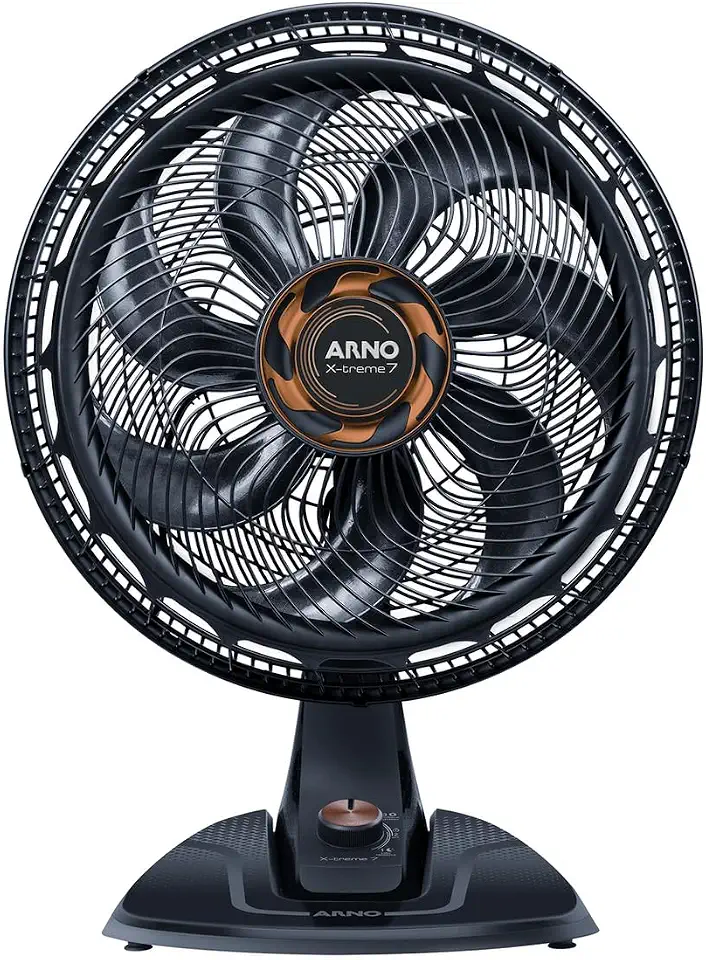 Ventilador de Mesa Arno X-TREME 7 Cinza 40cm VE71, 150W, 7 Pás, 3 Velocidades, Oscilação 80º, Power Zone, Modo Noturno Silencioso, 220V
