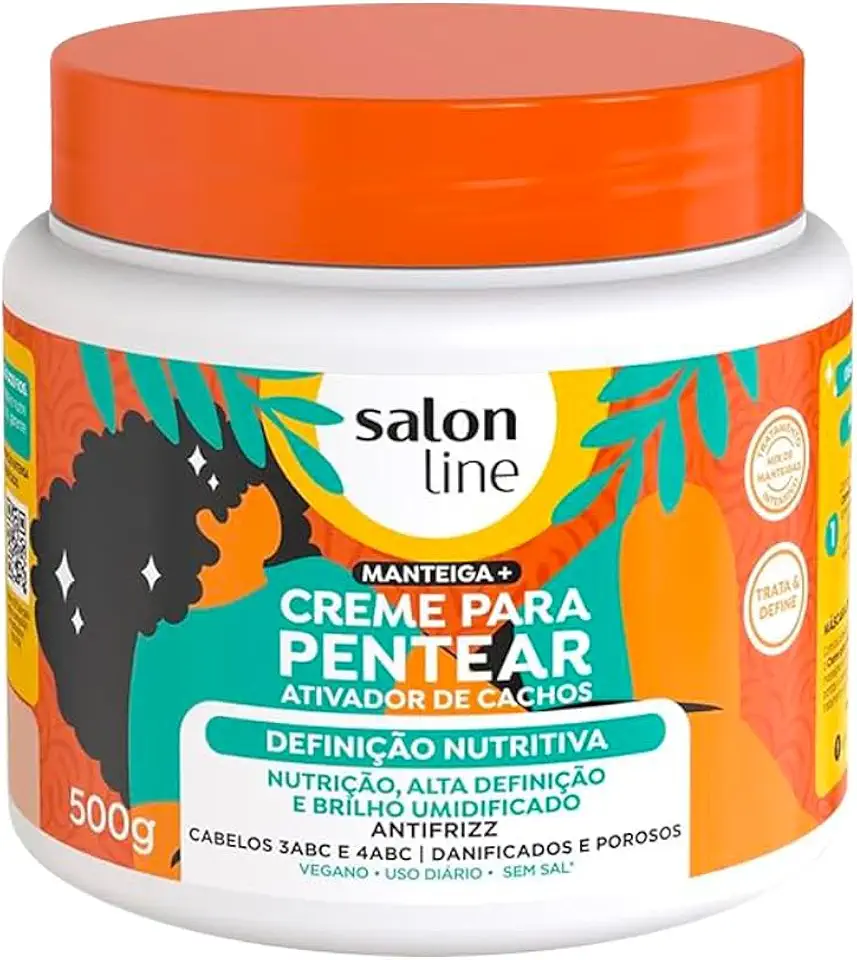 Salon Line, Creme para Pentear, Definição Nutritiva, Vegano - Para Cabelos Cacheados e Crespos, 500g
