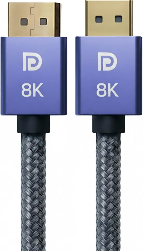 Cabo DisplayPort 1.4 8K Ultra Resistente 1,5M Blindado Trançado, 32.4Gbps, Freesync/Gsync 1080P@240Hz, 2K@165Hz, 4K@144Hz, 8K@60Hz, Conector Ouro 24K, Compatível Projetor, PC, TV, Games
