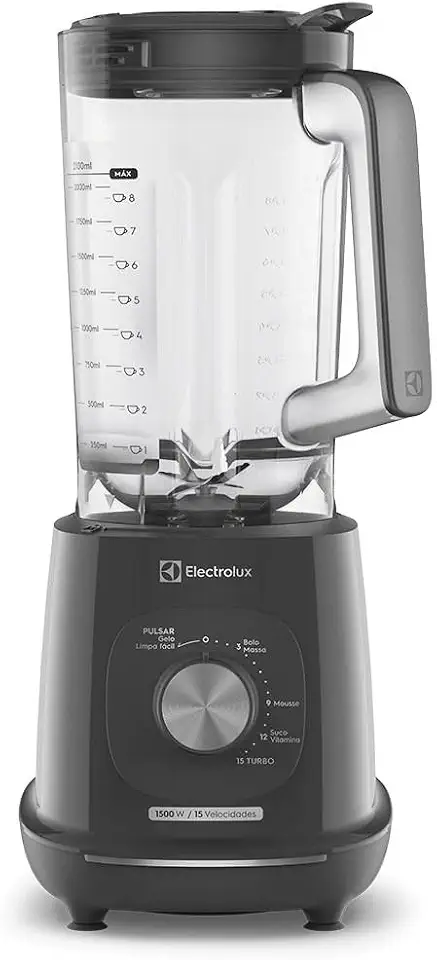 Electrolux Liquidificador 1500W 3,2L Pulsar 3 em 1 15receitas pre-programadas Efficient com TriForce 15 Velocidades Cinza EBL1500 220v