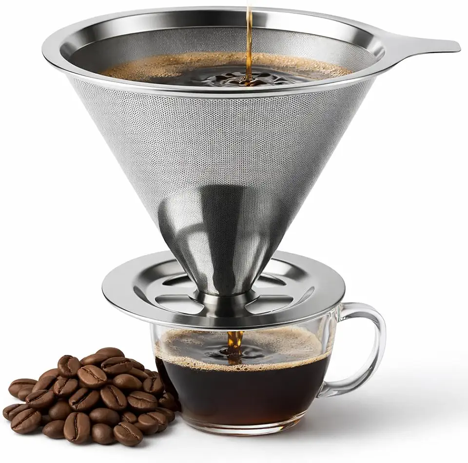 Coador de Café Inox Reutilizável Premium – Filtro Permanente em Aço Inoxidável, Sem Papel, Sustentável, Fácil de Limpar, Café Mais Saboroso e Encorpado