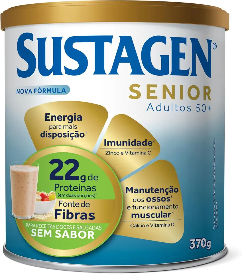 Sustagen Senior Complemento Alimentar 50+ Sem Sabor Lata 370g