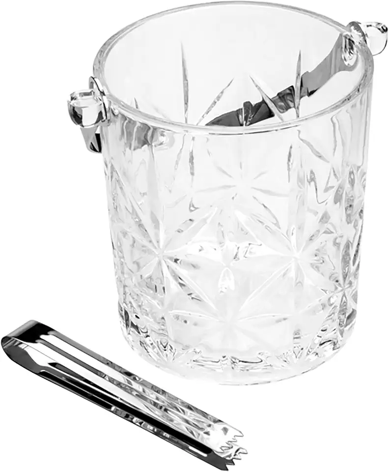 WOLFF - Balde para Gelo com Alça e Pegador Romano 15,5cm x 12cm x 14cm Cristal