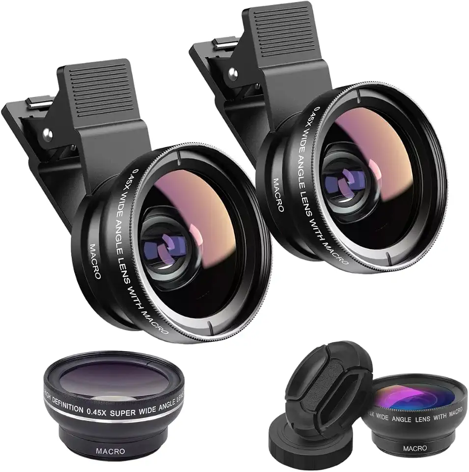 Kit 2 Lente Premium Câmera Celular Melhor Resolução 2 em 1 Profissional Angulo Amplo 0,45x e Macro 12,5x, Super Zoom Fotógrafos Paisagem Retratos Vídeos Universal com Bolsa Transporte - Thafe