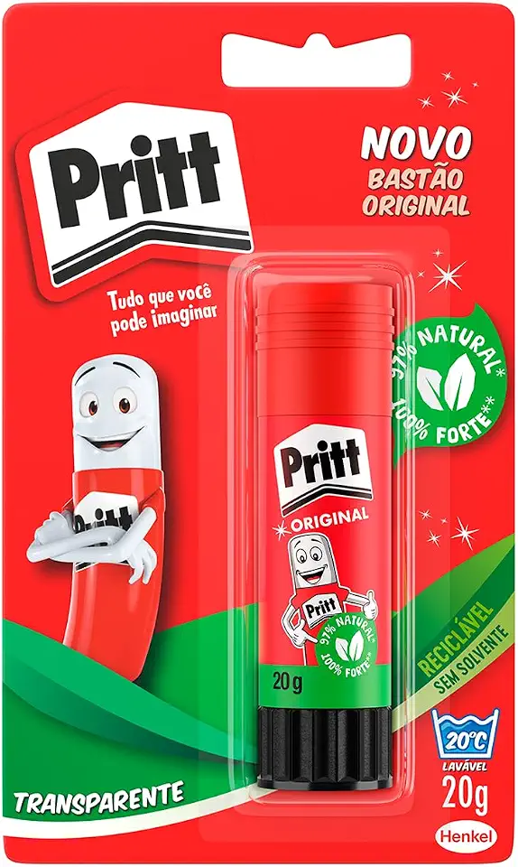 Cola em Bastão Pritt, ideal para escola ou escritório, Cola para artesanato excelente para trabalhos de colagens, Cola escolar segura para crianças, 1x20g