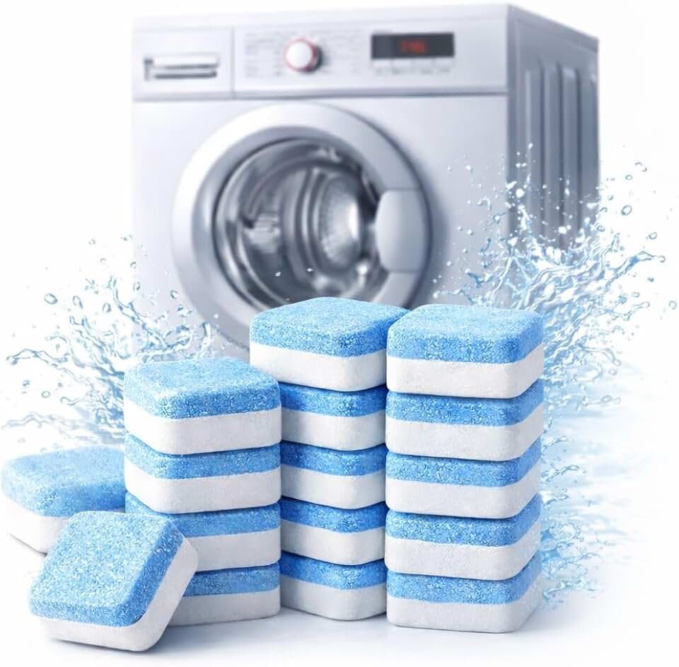 Kit 12 Pastilhas Efervescentes Limpa Máquina de Lavar Roupa — Higienização Profunda, Remove Odor, Gordura e Resíduos — Funciona em Todas as Marcas
