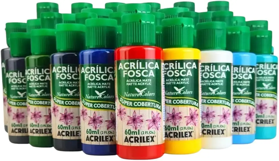 Kit 10 Tintas Acrilica base agua Fosca Nature Colors Acrilex
