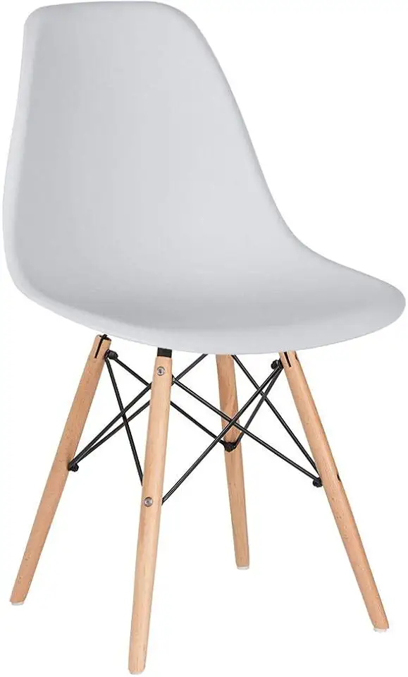 Loft7, Cadeira Charles Eames Eiffel Dsw Com Pés De Madeira Clara Versátil Assento Em Polipropileno Sala De Jantar Cozinha Escritório Bar E, Cinza Claro