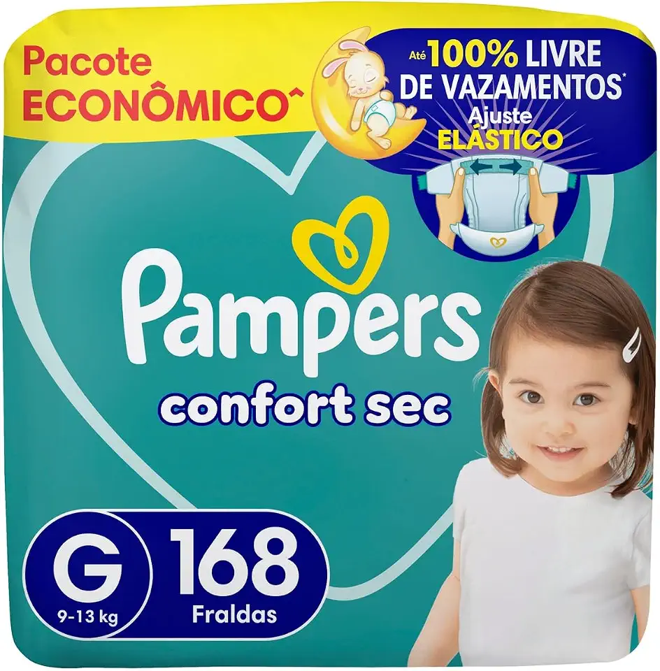 Fralda Pampers Confort Sec Tamanho G 168 Unidades