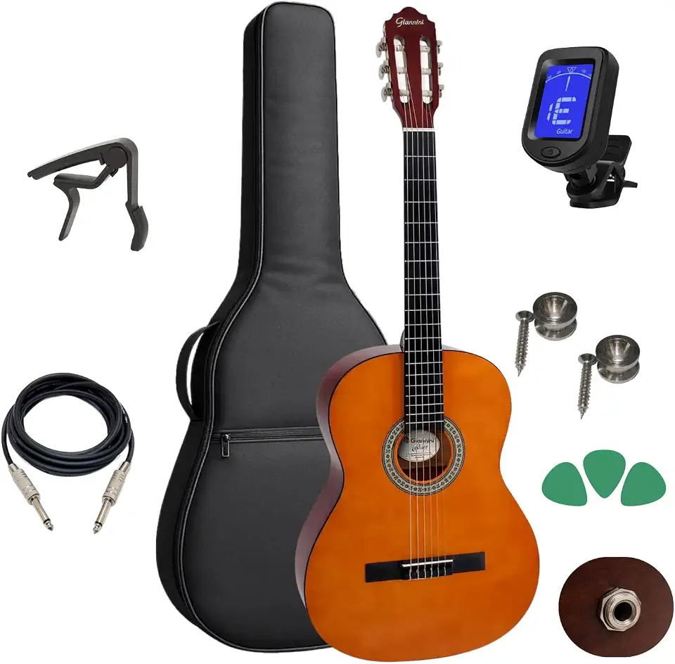Kit Violão Elétrico Giannini Nylon N14 Natural Completo