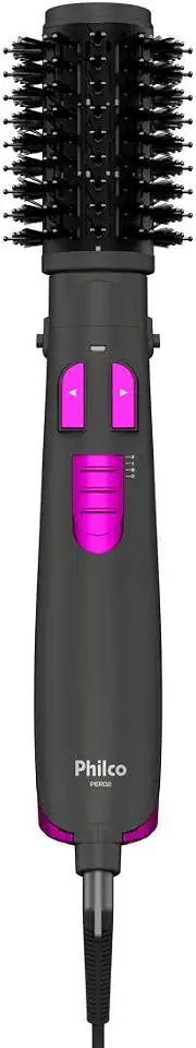 Philco Escova Rotativa PER02 com Íons Tourmaline Revestimento Cerâmico Cinza 1300W Bivolt para Cabelos Úmidos e Secos