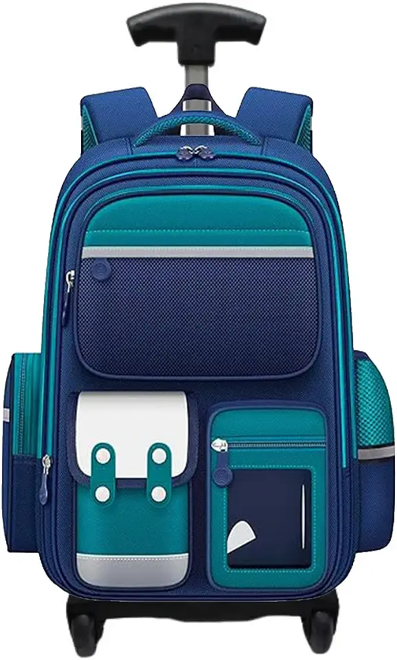 Mochila rodinhas carrinho Escolar Infantil Imperme?vel com M?ltiplos Compartimentos, Faixas Refletivas, para 6-13 Anos