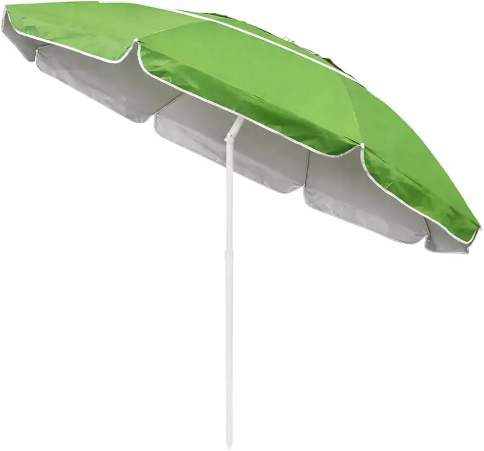 Guarda-Sol de Praia Grande 2,40m com Proteção UV e Respiro Anti-Vento – Articulável com Ajuste de Altura – Poliester e PVC – Para até 6 Pessoas