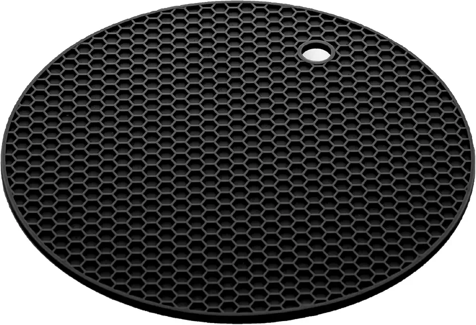 LYOR - Descanso para Panela Redondo de Silicone Preto 17,5cm