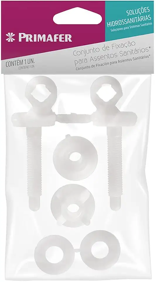 Atlas - Conjunto de Fixação Plástica para Assentos Sanitários. Compatível com o modelo PR1063, PR1064, PR1066, PR1067, PR1068 e PR1069.