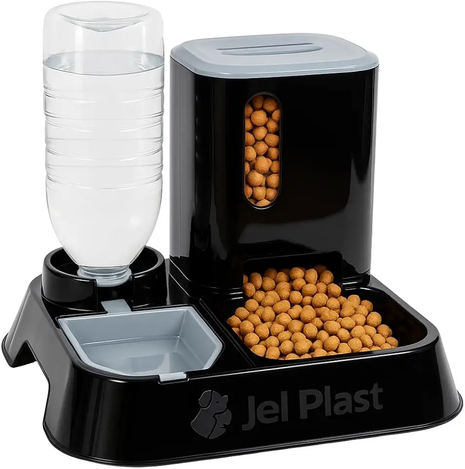 Comedouro E Bebedouro Automático Alimentador Inteligente 2 em 1 água e Ração (Preto)