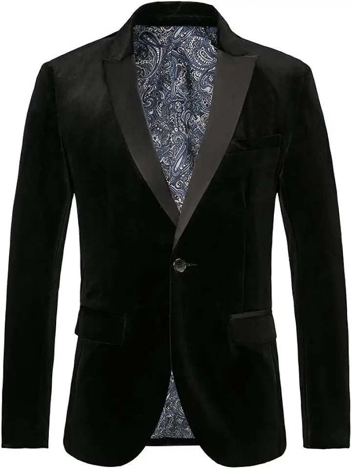 Blazer masculino de veludo slim fit sólido casaco esportivo