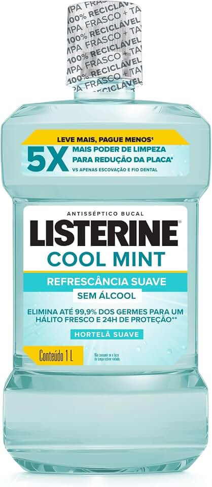 Listerine Enxaguante Bucal Cool Mint Sem Álcool, 1L