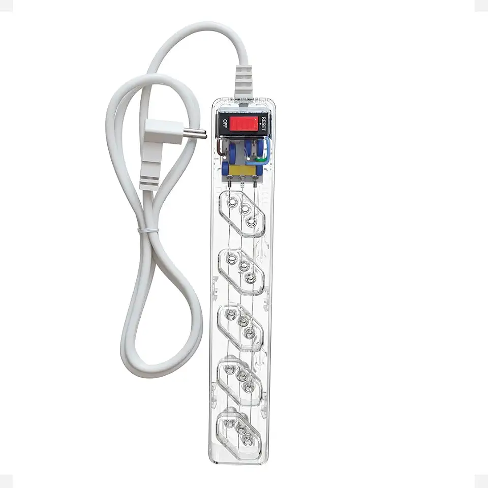 Filtro de Linha CLAMPER iCLAMPER Energia 5, 5 Tomadas, Proteção Contra Surtos Elétricos, 10A, Bivolt, Cabo 1m, Transparente