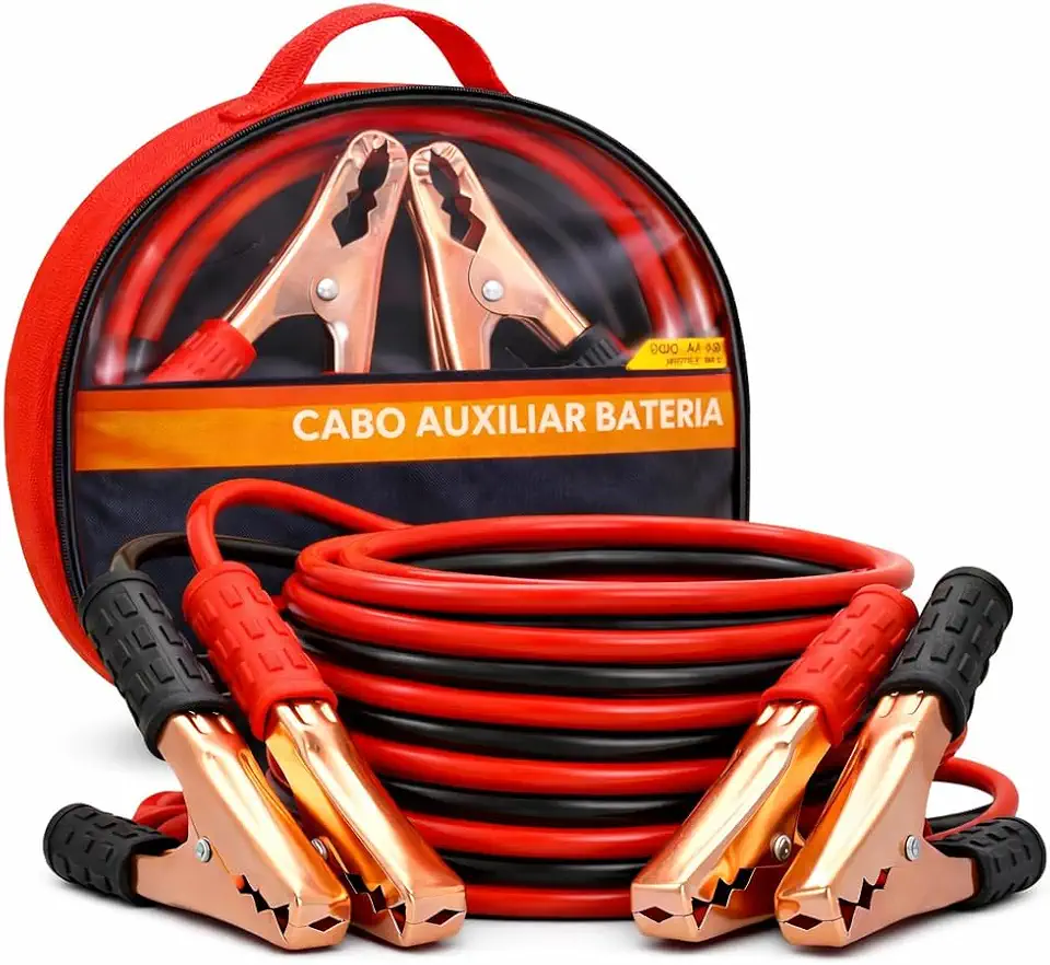 Cabo de Bateria 10mm Chupeta Automotivo 800 Amperes Cabo de 2,5 Metros Com Garras Em Aço Cobreado Fio com Bolsa de Transporte transferência de energia Carro Moto e Caminhão Premium