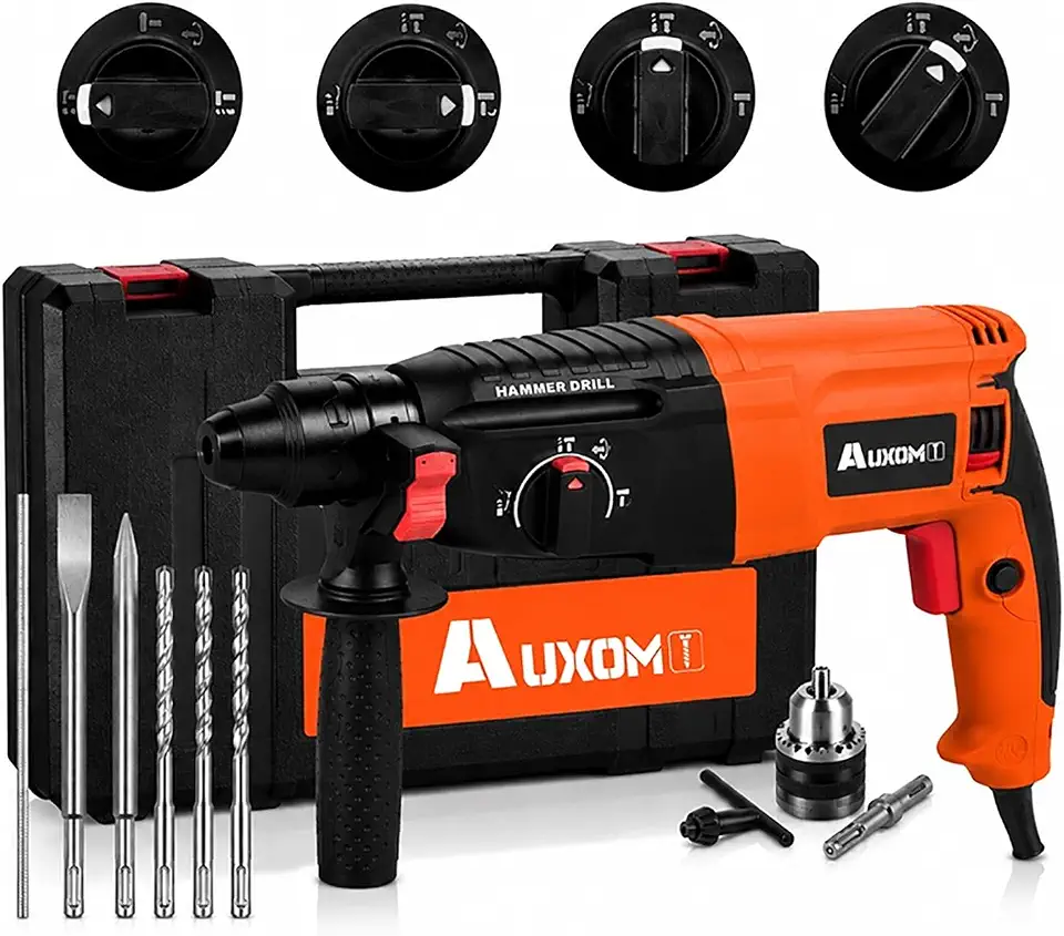 Furadeira Elétrica de Impacto 1200W Martelete Profissional 3 em 1 SDS Plus Perfurador com Maleta Completa e Acessórios para Concreto Madeira Metal (220 Volts)