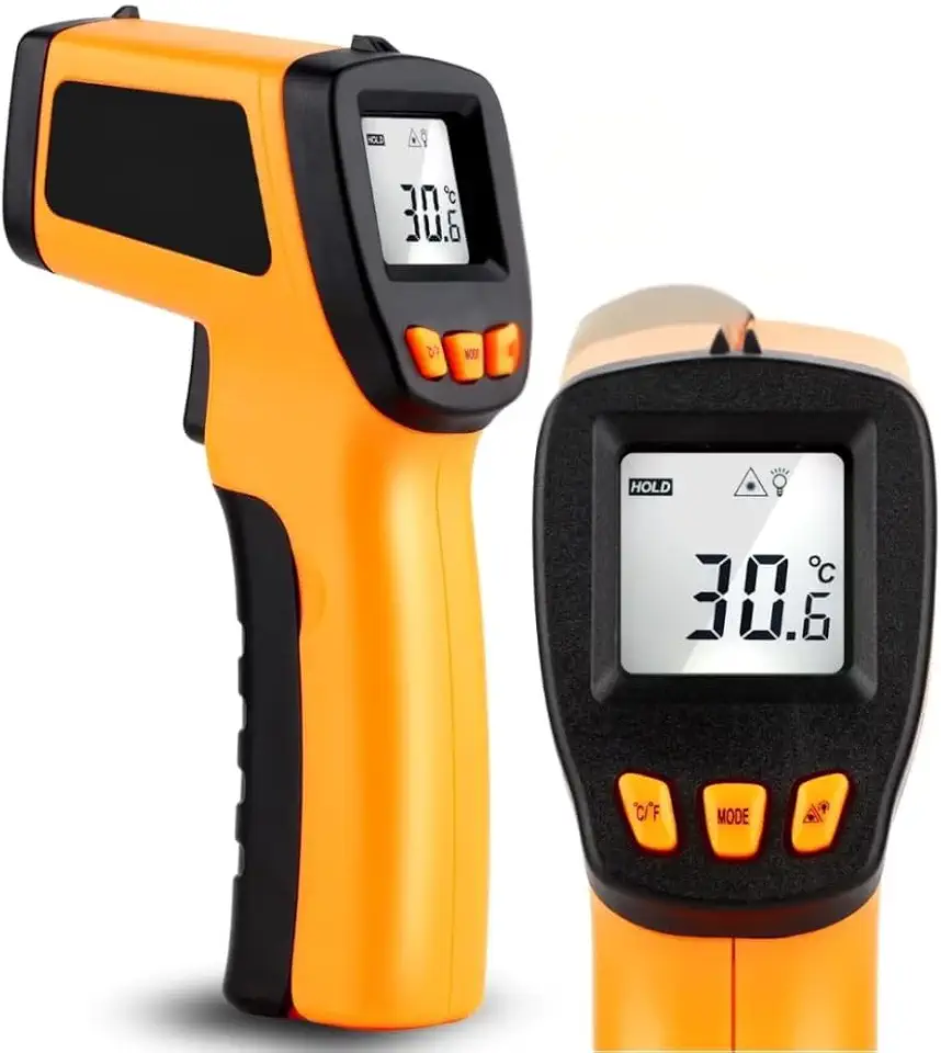 Termômetro Digital Infravermelho Culinário com Laser, 50ºC a 400ºC, Alta Precisão, Sem Contato, Para Assados, Frituras e Alimentos, Premium