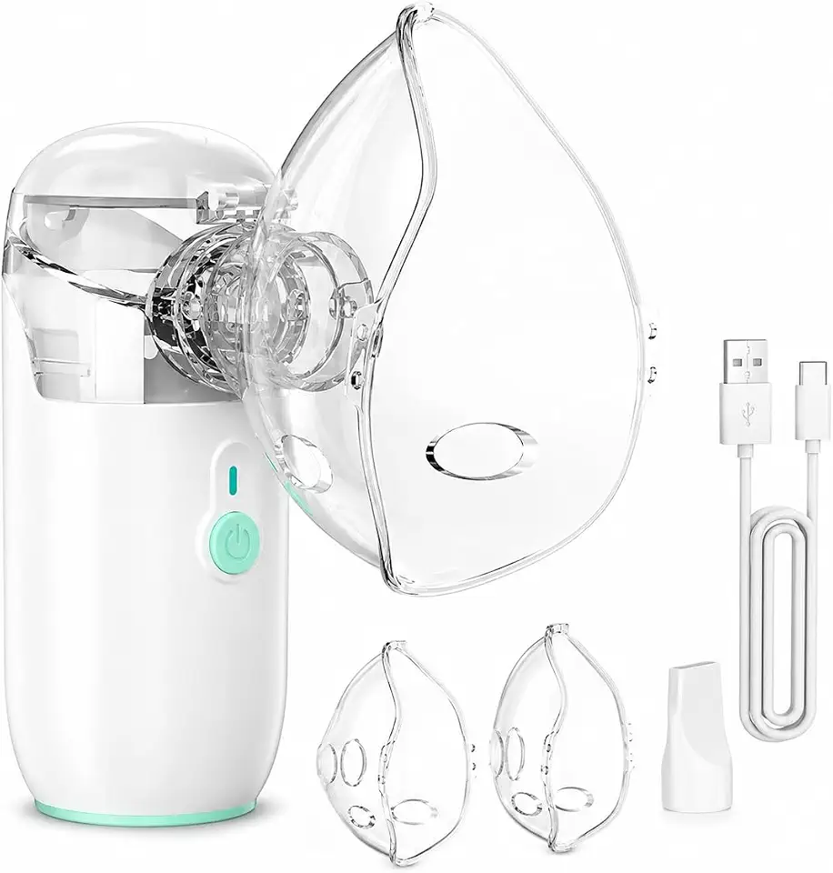 Nebulizador Portátil Mesh Ultrassônico Silencioso USB Inalador Portátil Adulto Infantil com Máscara e Bocal Recarregável para Asma Rinite Sinusite Inalação Viagem
