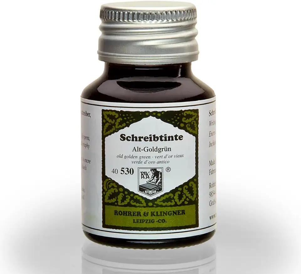 Rohrer & Klingner Tinta para caneta-tinteiro engarrafada - verde dourado antigo (50 ml)